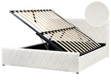 Storage Bed Off-White Boucle Upholstery EU Super King Size 5ft3 with Slatted Base Diamond-Tufted Headboard Beliani