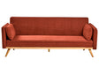 Sofa Bed Red Fabric Upholstery Click-Clack Sleeper Mechanism Minimalistic Style Beliani