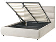 Slatted Bed Frame Grey Linen Fabric Upholstered Plastic Legs Ottoman Storage 4ft6 EU Double Size Modern Design Beliani