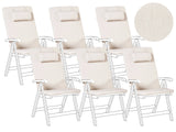 Set of 6 Garden Chair Cushions Light Beige Polyester Seat Backrest Pad Modern Design Outdoor Pad Beliani