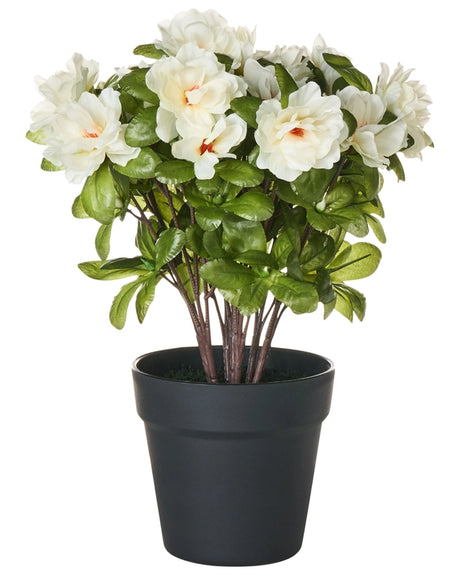 Artificial Potted Rhododendron Plant White Flowers Synthetic Material 36 cm Decorative Indoor Accessory Beliani