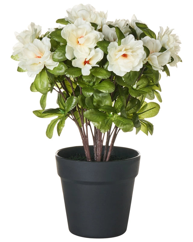 Artificial Potted Rhododendron Plant White Flowers Synthetic Material 36 cm Decorative Indoor Accessory Beliani