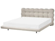 Bed Frame Beige Fabric Upholstery Tufted Headboard Slatted Base EU Super King Size 6ft Metal Legs Modern Design Beliani