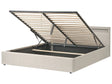 Ottoman Bed Beige Fabric Upholstery LED Multicolour Illuminated Headboard Slatted Base 6ft EU Super King Size Beliani