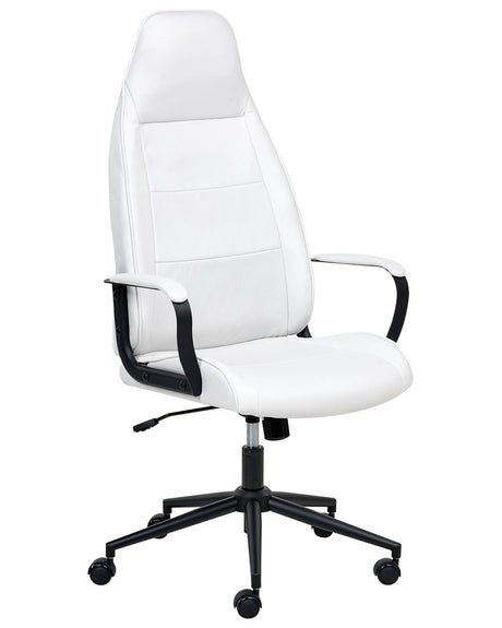 Office Chair Off-White Fabric Swivel Adjustable Height with Armrests Home Office Study Traditional Modern Beliani