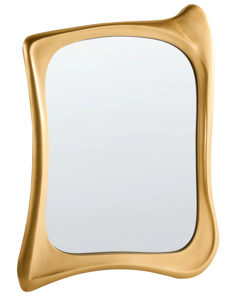 Wall Mirror Gold PU Frame Glass 65 x 94 cm Irregular Shape Decorative Wall Mounted Modern Style Beliani
