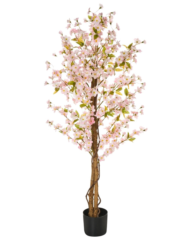 Artificial Potted Plant Green and Black Pink Plastic Leaves Material 150 cm Decorative Indoor Accessory Beliani