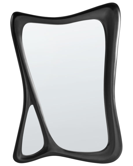 Wall Mirror Black PU Frame Glass 70 x 100 cm with Curved Frame Beliani