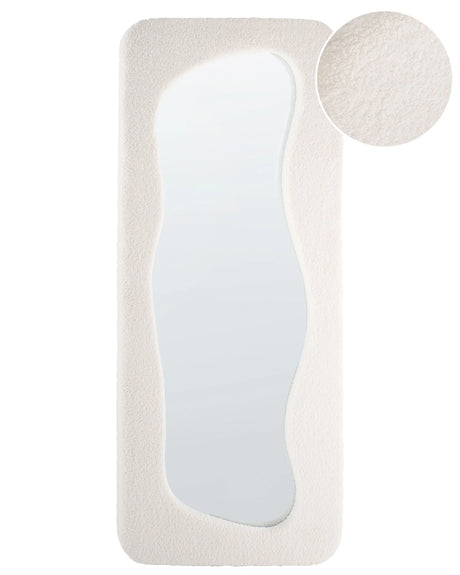 Hanging Mirror Wall Off-White MDF Frame 170 x 70 cm Polyester Rectangular Beliani