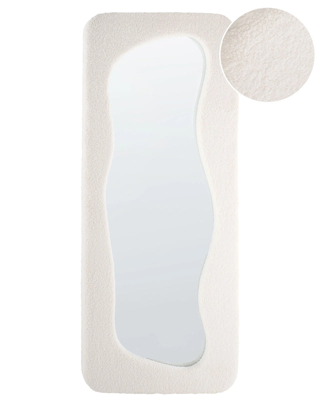 Hanging Mirror Wall Off-White MDF Frame 170 x 70 cm Polyester Rectangular Beliani