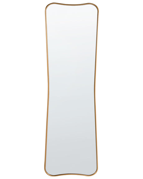 Hanging Wall Gold Mirror Brieuc Wood Frame 160 x 50 cm Wavy Irregular Shape Modern Style Beliani
