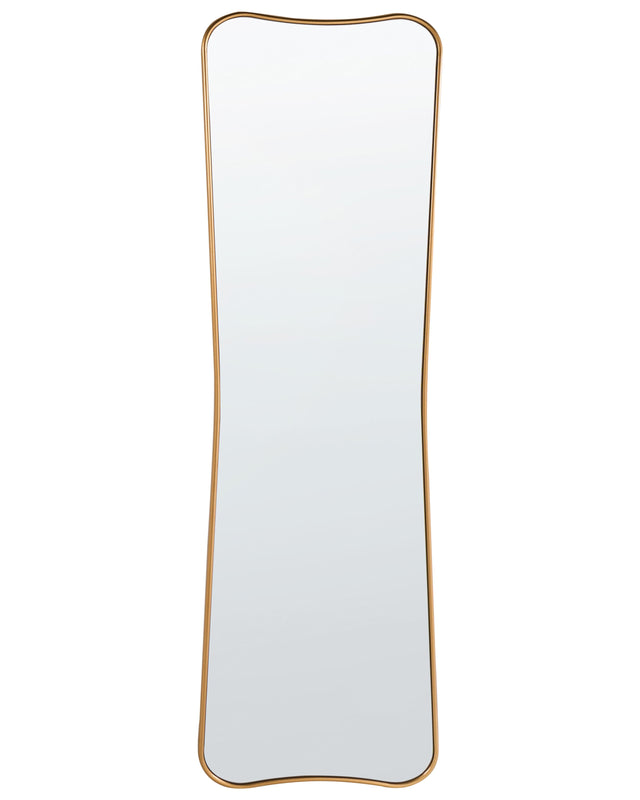 Hanging Wall Gold Mirror Brieuc Wood Frame 160 x 50 cm Wavy Irregular Shape Modern Style Beliani