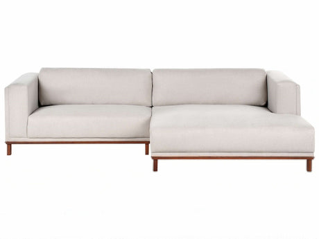Left-Hand Corner Sofa Light Beige Fabric Polyester Upholstery Wooden Legs 4 Seater Thickly Padded Modern Style Living Room Furniture Beliani