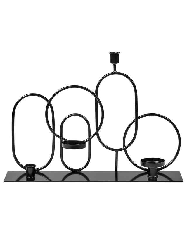 Candle Holder Black Iron for 4 Candles Modern Geometric Style Beliani