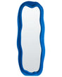 Wall Mirror Blue MDF Velvet Frame Glass 160 x 56 cm Irregular Shape Decorative Wall Mounted Modern Style Beliani