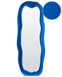 Wall Mirror Blue MDF Velvet Frame Glass 160 x 56 cm Irregular Shape Decorative Wall Mounted Modern Style Beliani