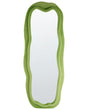 Wall Mirror Green MDF Velvet Frame Glass 160 x 56 cm Irregular Shape Decorative Wall Mounted Modern Style Beliani