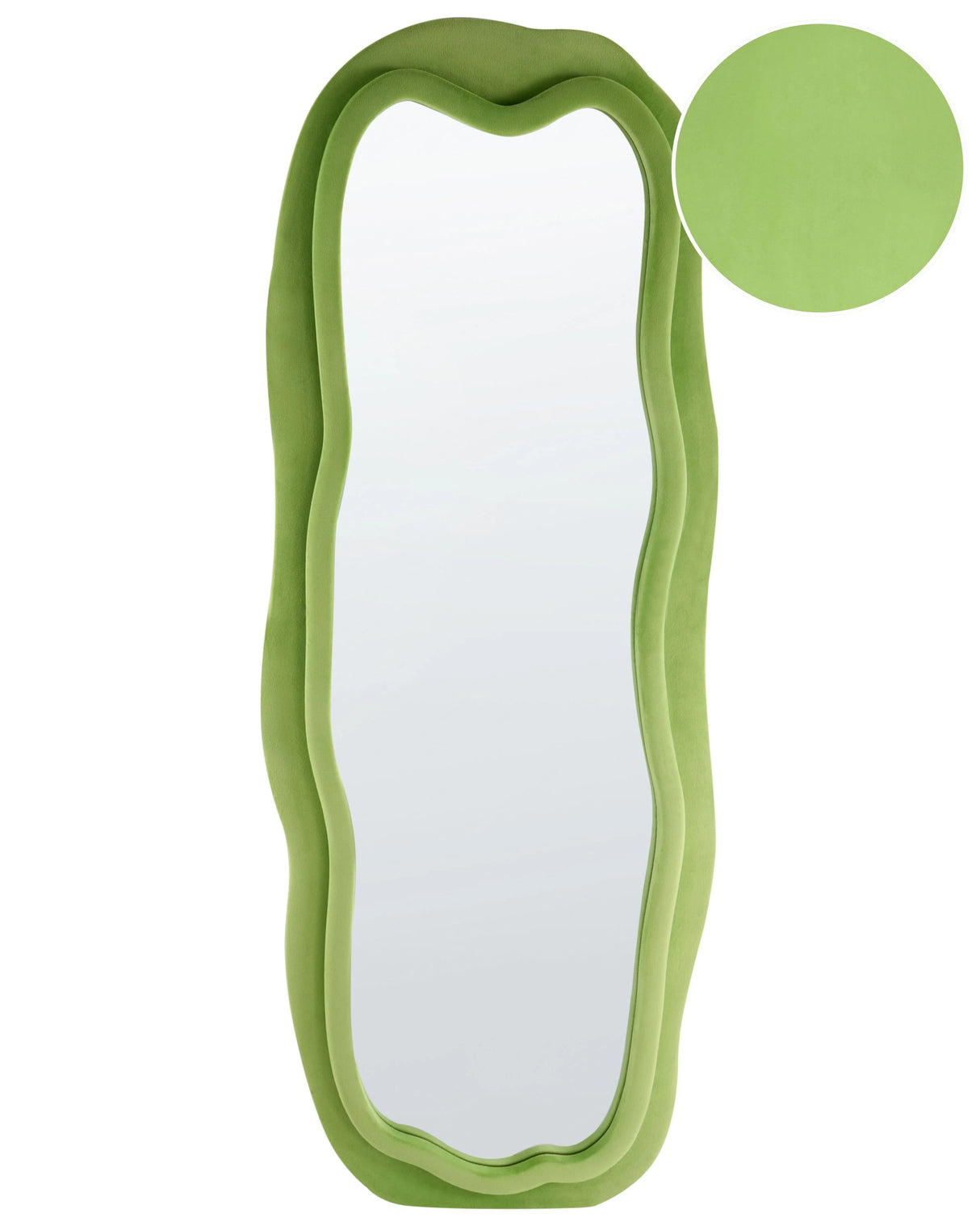 Wall Mirror Green MDF Velvet Frame Glass 160 x 56 cm Irregular Shape Decorative Wall Mounted Modern Style Beliani