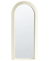 Vintage Wall-Mounted Off-White Mirror 170 x 80 cm Arch Shape Wooden Frame Beliani