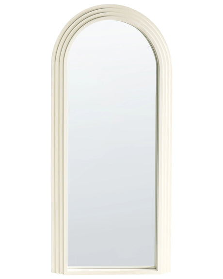 Vintage Wall-Mounted Off-White Mirror 170 x 80 cm Arch Shape Wooden Frame Beliani