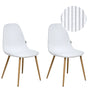 Set of 2 Dining Chairs White Fabric Frame Corduroy Seat Armless Modern Design Beliani