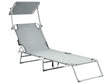 Garden Sun Lounger Grey Steel Frame Foldable Reclining Backrest Detachable Canopy Rust Resistant Patio Terrace Modern Design Beliani