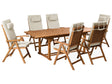Garden Dining Set Acacia Wood with Taupe  Cushions 6 Seater Adjustable Foldable Chairs Outdoor Country Style Beliani