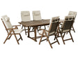 Garden Dining Set Solid Acacia Wood Extending Table 6 Chairs with Taupe  Cushions Adjustable Backrest Folding Rustic Style Beliani