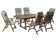 Garden Dining Set Solid Acacia Wood Extending Table 6 Chairs with Grey Melange Cushions Adjustable Backrest Folding Rustic Style Beliani