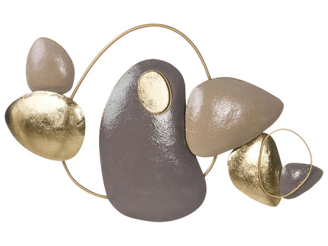 Wall Decor Gold Metal Wall Art Artwork Irregular Shape Modern Accent Piece Beliani