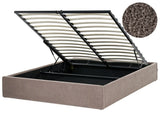 Slatted Bed Frame Taupe Boucle Upholstered Ottoman Storage 5ft3 EU King Size Modern Design Beliani