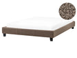 EU King Size Bed 5ft3 Taupe Fabric Slatted Frame without Headboard Beliani