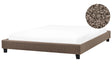 EU Super King Size Bed 6ft Taupe Fabric Boucle Slatted Frame without Headboard Beliani