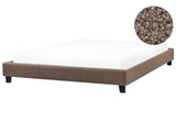 EU Super King Size Bed 6ft Taupe Fabric Boucle Slatted Frame without Headboard Beliani