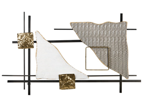 Wall Decor Metal Multicolor Wall Decoration Art Modern Artwork Contemporary Metal Accent Piece Gold Finish Glam Style Beliani