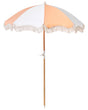 Garden Parasol Orange Fabric Beech Wood Pole  150 cm Round Retro Garden Outdoor Umbrella Tilting UV Resistant Beliani