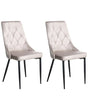 Set of 2 Dining Chairs Taupe Velvet Black Iron Legs Modern Upholstered Chairs Beliani