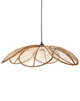 Pendant Lamp Natural Rattan Shade Hanging Lamp Boho Style Woven Handmade Flower-Shaped Lighting Beliani