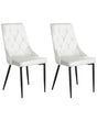 Set of 2 Dining Chairs Off-White Velvet Black Iron Legs Modern Upholstered Chairs Beliani