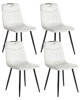 Set of 4 Dining Chairs Off-White Velvet Black Iron Legs Modern Upholstered Chairs Beliani