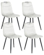 Set of 4 Dining Chairs Off-White Velvet Black Iron Legs Modern Upholstered Chairs Beliani