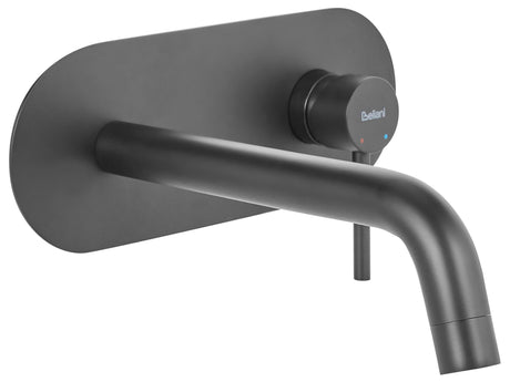Wall Mounted Basin Mixer Tap Black Brass Single Lever Beliani