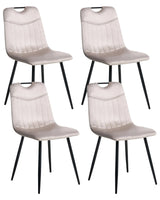 Set of 4 Dining Chairs Taupe Velvet Black Iron Legs Modern Upholstered Chairs Beliani