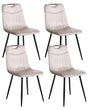 Set of 4 Dining Chairs Taupe Velvet Black Iron Legs Modern Upholstered Chairs Beliani