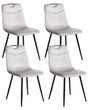 Set of 4 Dining Chairs Light Grey Velvet Black Iron Legs Modern Upholstered Chairs Beliani