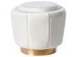 Pouffe White Velvet Upholstery Golden Base  43 x 37 cm Footstool Glamorous Beliani