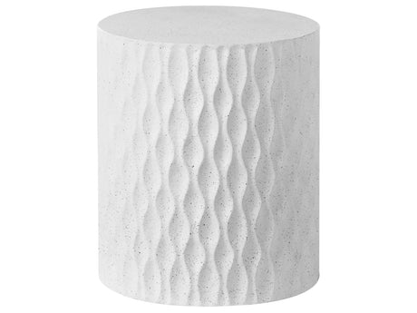 Accent Side Table White MgO Fiberglass  37 cm Stain Rust Water Wind Resistant Boho Modern Outdoor Living Room Beliani