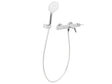 Wall Mounted Bath Shower Mixer Set Silver Brass Single Spout Shower Head with Switch Kit Beliani