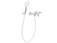 Wall Mounted Bath Shower Mixer Set Silver Brass Single Spout Shower Head with Switch Kit Beliani
