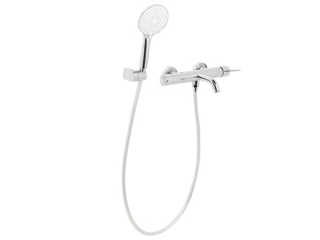 Wall Mounted Bath Shower Mixer Set Silver Brass Single Spout Shower Head with Switch Kit Beliani